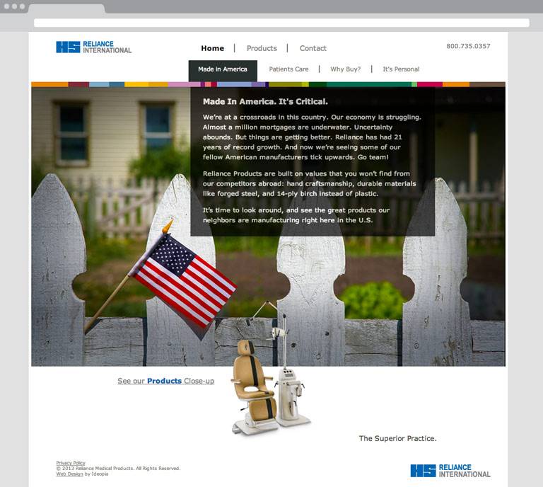 Made in America Website Home Page